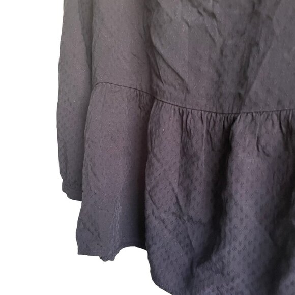 LOFT Navy Blue Jacquard Cutout Peplum Blouse - Size Small - Picture 6 of 7